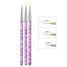 Custom Design Wholesale UV Gel Painting Acrylic Nylon Brush Nail Painting Drawing Pen 3pcs Nail Art Liner Brushes